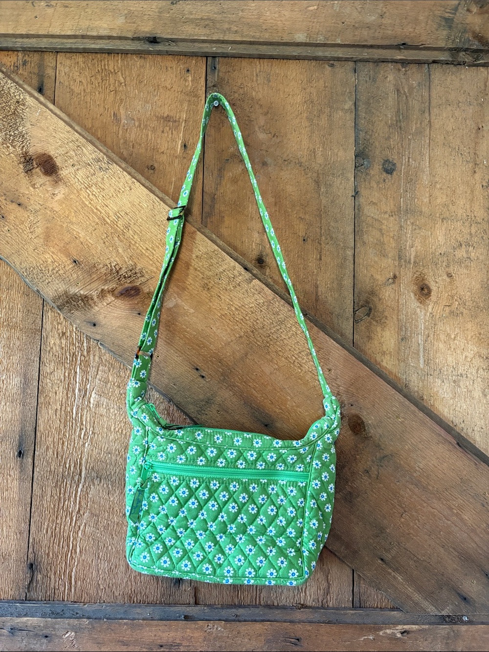 Vera Bradley Lime Green Quilted Daisy Crossbody Bag